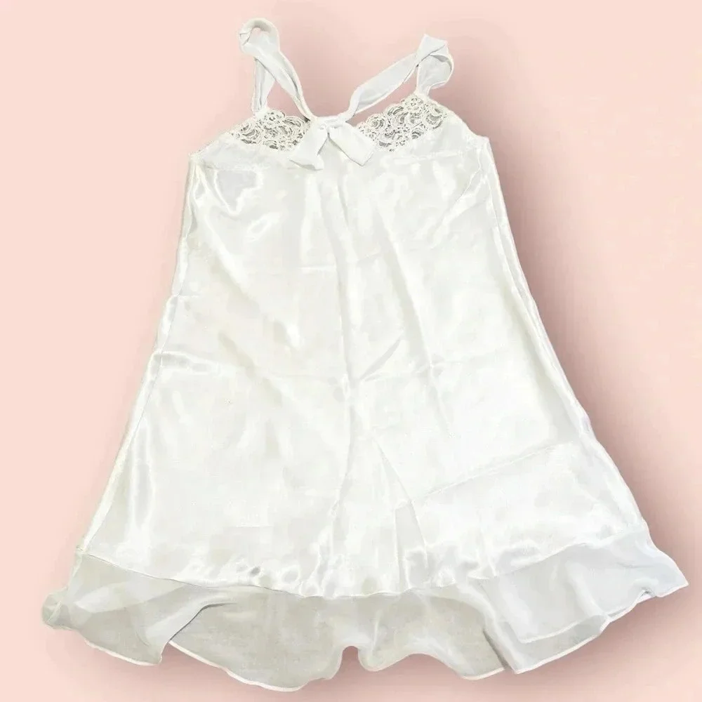 Y2K White Bridal Nightgown size Medium - Picture 2 of 8